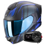 Casque Integrale Scorpion Exo 530 Air Theras Matt Black Blue + Kit Bluetooth 5S Solo