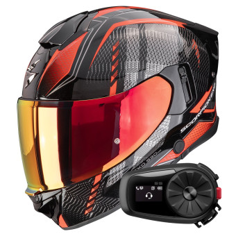 Casque Integrale Scorpion Exo 530 Air Theras Metal Black Red + Kit Bluetooth 5S Solo Casque Integrale Scorpion Exo 530 Air Theras Metal Black Red + Kit Bluetooth 5S Solo