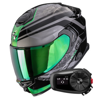Integrale Scorpion Exo GT SP Air Arten Black Green + Kit Bluetooth 5S Solo