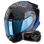Casque Integrale Scorpion Exo GT SP Air Asphalt Black Blue + Kit Bluetooth 5S Solo