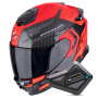 Casque Integrale Scorpion Exo GT SP Air Flex Black Red Fluo + Kit Bluetooth BT Mini