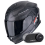 Casque Integrale Scorpion Exo GT SP Air Flex Matt Black Silver + Kit Bluetooth Lokui K30