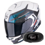 Casque Integrale Scorpion Exo GT SP Air Flex White Chameleon + Kit bluetooth 5R Lite Solo