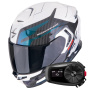 Casque Integrale Scorpion Exo GT SP Air Flex White Chameleon + Kit Bluetooth 5S Solo