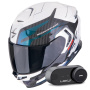 Casque Integrale Scorpion Exo GT SP Air Flex White Chameleon + Kit Bluetooth Lokui K30