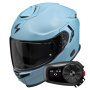 Casque Integrale Scorpion Exo GT SP Air Solid Celestial Blue Mat + Kit Bluetooth 5S Solo
