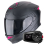 Casque Integrale Scorpion Exo GT SP Air Solid Matt Black Pink + Kit Bluetooth 5S Solo