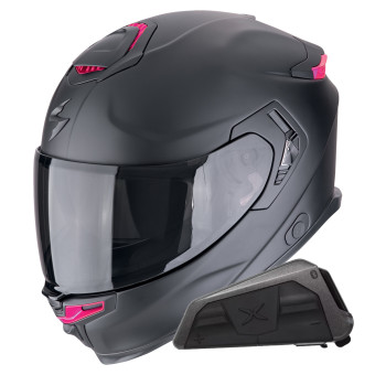 Integrale Scorpion Exo GT SP Air Solid Matt Black Pink + Kit bluetooth Exo-Com Link-1