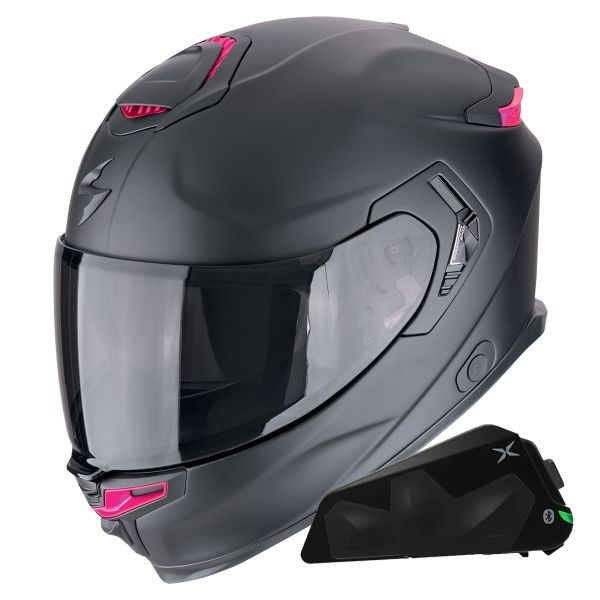 Integrale Scorpion Exo GT SP Air Solid Matt Black Pink + Kit bluetooth Exo-Com Link-1C Integrale Scorpion Exo GT SP Air Solid Matt Black Pink + Kit bluetooth Exo-Com Link-1C