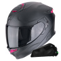 Casque Integrale Scorpion Exo GT SP Air Solid Matt Black Pink + Kit bluetooth Exo-Com Link-1C