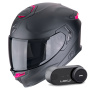 Casque Integrale Scorpion Exo GT SP Air Solid Matt Black Pink + Kit Bluetooth Lokui K30