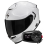 Casque Integrale Scorpion Exo GT SP Air Solid White Pearl + Kit Bluetooth 5S Solo