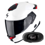 Casque Integrale Scorpion Exo GT SP Air Solid White Pearl Matt + Kit bluetooth 5R Lite Solo