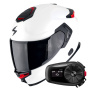 Casque Integrale Scorpion Exo GT SP Air Solid White Pearl Matt + Kit Bluetooth 5S Solo