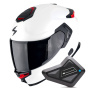 Casque Integrale Scorpion Exo GT SP Air Solid White Pearl Matt + Kit Bluetooth BT Mini