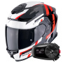 Casque Integrale Scorpion Exo GT SP Air Tornado Black Red + Kit Bluetooth 5S Solo