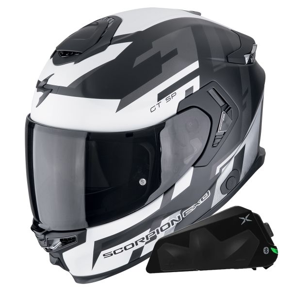 Integrale Scorpion Exo GT SP Air Tornado Matt Black Silver + Kit bluetooth Exo-Com Link-1C