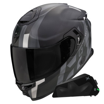 Integrale Scorpion Exo GT SP Air Touradven Black Mat Silver + Kit bluetooth Exo-Com Link-1C
