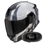 Casque Integrale Scorpion Exo GT SP Air Touradven White Pearl Silver + Kit bluetooth 5R Lite Solo