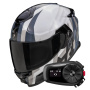 Casque Integrale Scorpion Exo GT SP Air Touradven White Pearl Silver + Kit Bluetooth 5S Solo