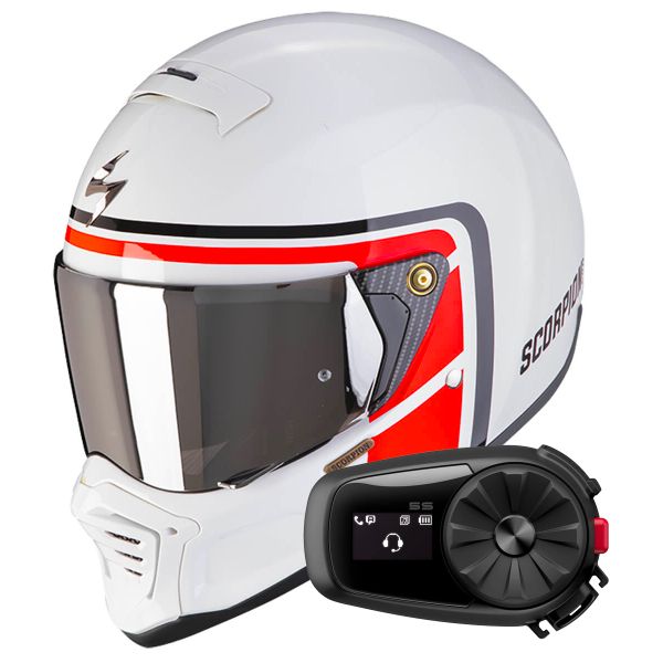 Integrale Scorpion EXO-HX1 Nostalgia White Red Black + Kit bluetooth 5S