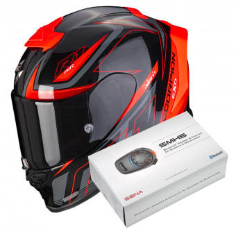 Integrale Scorpion Exo R1 Air Gaz Metal Black Red + Kit Bluetooth SMH5