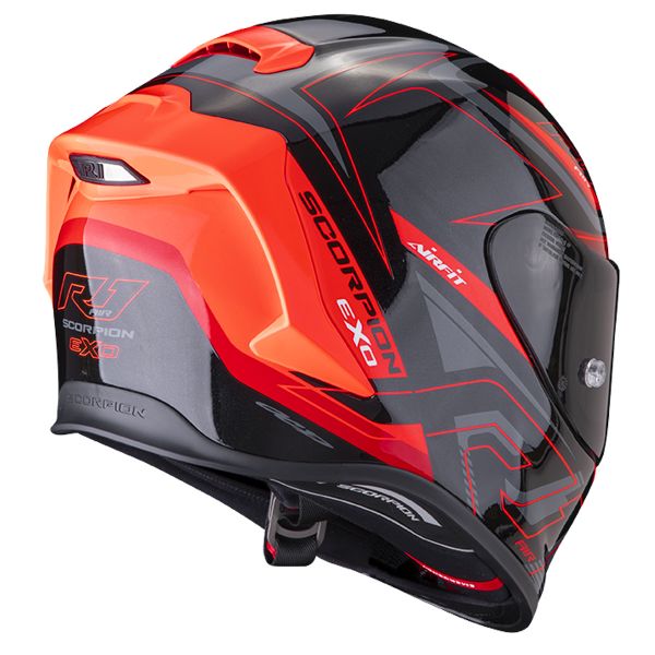 Casco Moto Scorpion Exo R1 Air Gaz Metal Black Red in Stock | iCasque.it