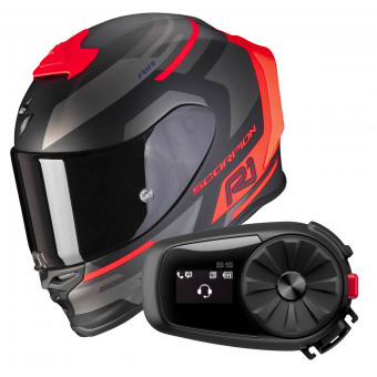 Integrale Scorpion Exo R1 Air Orbis Matt Black Neon Red + Kit Bluetooth 5S