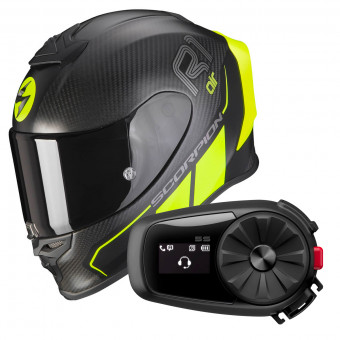 Integrale Scorpion Exo R1 Carbon Air Corpus II Matt Black Neon Yellow + Kit Bluetooth 5S