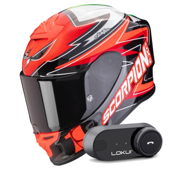 Integrale Scorpion Exo R1 Evo Air Alvaro Bautista Replica Red + Kit Bluetooth Lokui K30