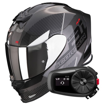 Integrale Scorpion Exo R1 Evo Air Final Dark Silver Black White + Kit bluetooth 5R Lite