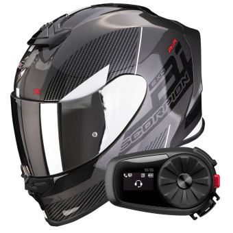 Integrale Scorpion Exo R1 Evo Air Final Dark Silver Black White + Kit Bluetooth 5S