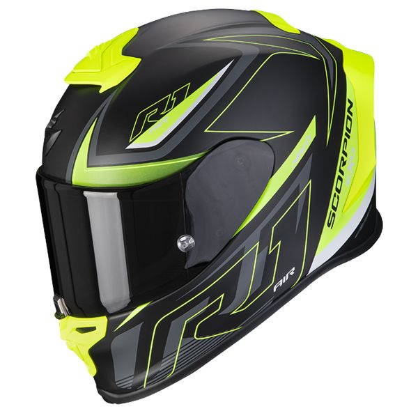 Scorpion Exo R1 Evo Air Gaz Matt Black Neon Yellow + Intercom Sena 5S