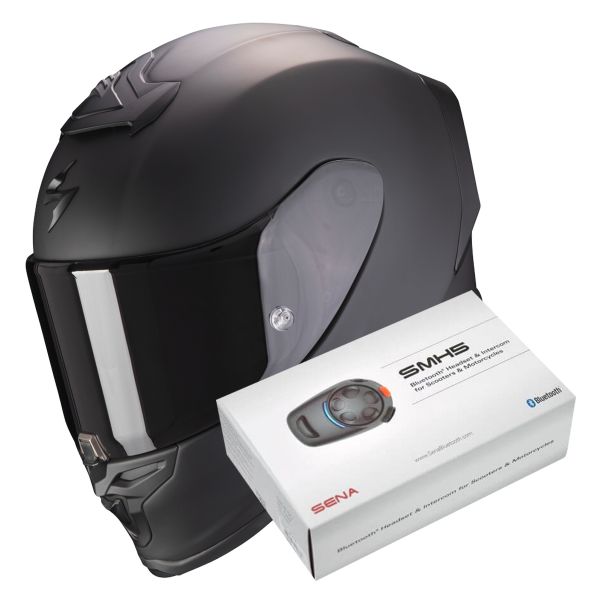 Integrale Scorpion Exo R1 Evo Air Solid Matt Black + Intercom Sena SMH5