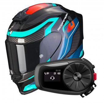 Integrale Scorpion Exo R1 Evo Air Vatis Black Blue Red + Intercom Sena 5S