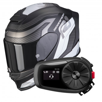 Integrale Scorpion Exo R1 Evo Air Vatis Matt Black White + Intercom Sena 5S