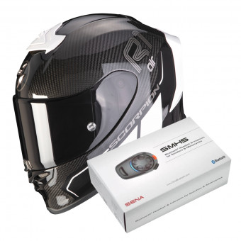 Integrale Scorpion Exo R1 Evo Carbon Air Corpus II Black White + Intercom Sena SMH5