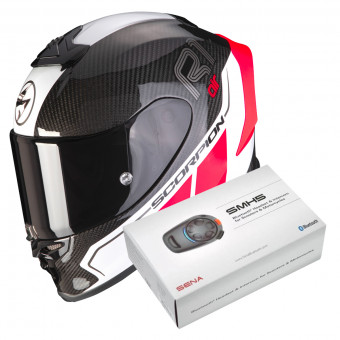 Integrale Scorpion Exo R1 Evo Carbon Air Corpus II Red + Intercom Sena SMH5