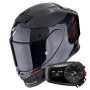 Casque Integrale Scorpion Exo R1 Evo Carbon Air Cynergy Black Red + Kit Bluetooth 5S Solo