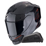 Casque Integrale Scorpion Exo R1 Evo Carbon Air Cynergy Black Red + Kit bluetooth Exo-Com Link-1
