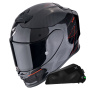 Casque Integrale Scorpion Exo R1 Evo Carbon Air Cynergy Black Red + Kit bluetooth Exo-Com Link-1C