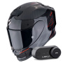 Casque Integrale Scorpion Exo R1 Evo Carbon Air Cynergy Black Red + Kit Bluetooth Lokui K30