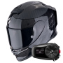 Casque Integrale Scorpion Exo R1 Evo Carbon Air Cynergy Black White + Kit Bluetooth 5S Solo