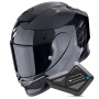 Casque Integrale Scorpion Exo R1 Evo Carbon Air Cynergy Black White + Kit Bluetooth BT Mini