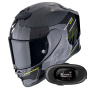 Casque Integrale Scorpion Exo R1 Evo Carbon Air Cynergy Black Yellow Fluo + Kit bluetooth 5R Lite