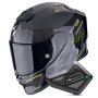 Casque Integrale Scorpion Exo R1 Evo Carbon Air Cynergy Black Yellow Fluo + Kit Bluetooth BT Mini