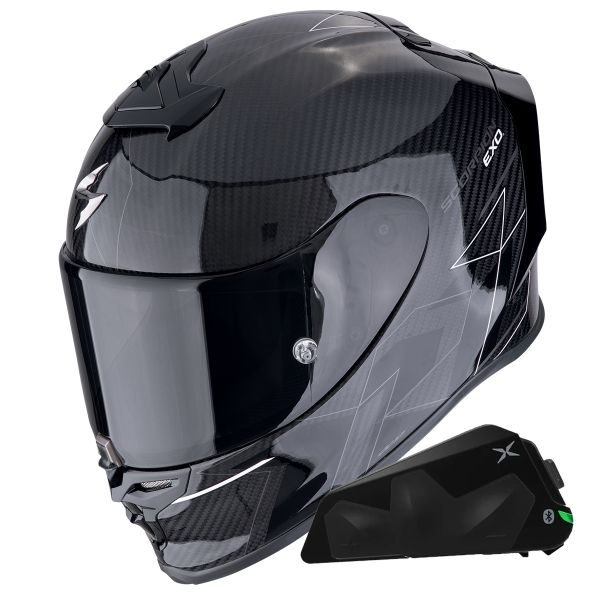 Integrale Scorpion Exo R1 Evo Carbon Air Cynergy White + Kit bluetooth Exo-Com Link-1C Integrale Scorpion Exo R1 Evo Carbon Air Cynergy White + Kit bluetooth Exo-Com Link-1C