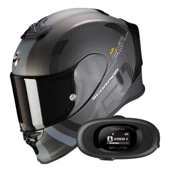 Integrale Scorpion Exo R1 Evo Carbon Air MG Matt Black Dark Silver + Kit bluetooth 5R Lite