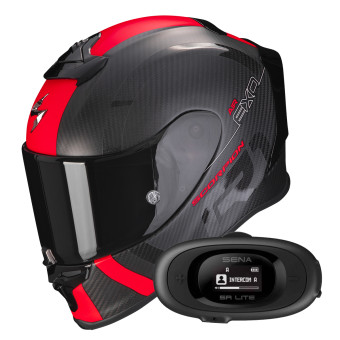 Integrale Scorpion Exo R1 Evo Carbon Air MG Matt Black Red + Kit bluetooth 5R Lite