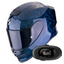 Casque Integrale Scorpion Exo R1 Evo Carbon Air Onyx Blue + Kit bluetooth 5R Lite Solo
